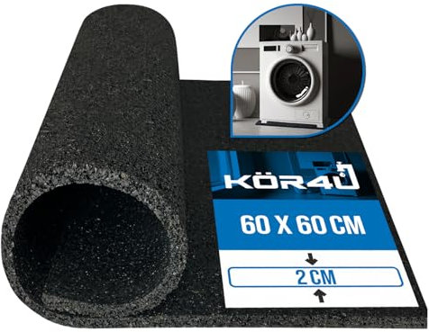 kör4u Tapis anti-vibrations de qualité supérieure - 60 x 60 x 2 cm - Découpable - Tapis en caoutchouc - Tapis d'insonorisation - Amortisseur de vibrations - Convient comme tapis de machine à laver