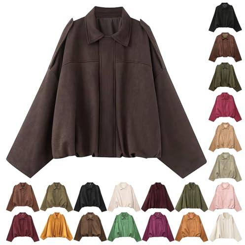 Giacche in pelle scamosciata per le donne Uk 2025 giacca bomber in finta pelle scamosciata con cerniera a maniche lunghe cappotti da donna alla moda streetwear capispalla