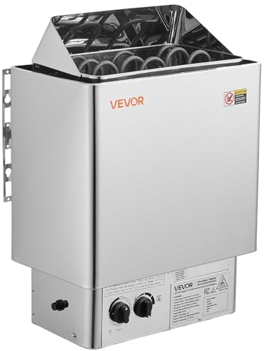 VEVOR Chauffage de sauna, 4,5 kW 240 V, cuisinière électrique pour sauna à vapeur sèche avec support pré-percé, convient aux saunas de 105 à 210 m³, réchauds de bain à vapeur pour la maison, le