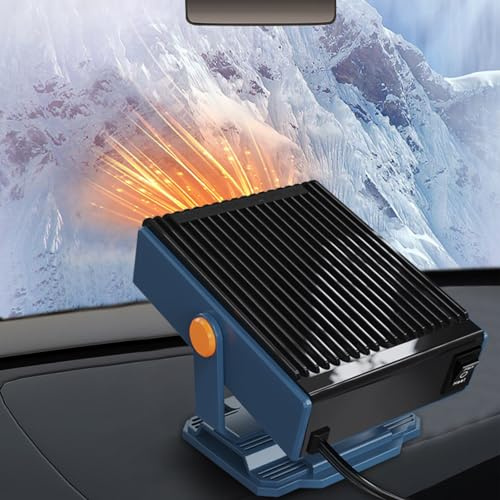 Bluessiery Riscaldatore per Auto, 12V 150W Portatile Sbrinatore Parabrezza Auto, 2 in 1 Riscaldamento e Raffreddamento Rapido con Base Girevole a 360 Gradi per La Maggior Parte Tutto Automobili