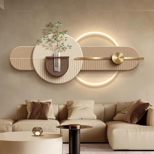 3D-Wandkunst mit LED-Licht, Moderne dekorative Malerei mit künstlichem Grün, 3D-Wandmalerei für Eingang, Wohnzimmer, Flur