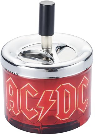 DREHASCHENBECHER AC/DC Ø9,5cm aus Metall Aschenbecher Windaschenbecher Druckaschenbecher Windaschenbecher Ascher 650 (Rot)