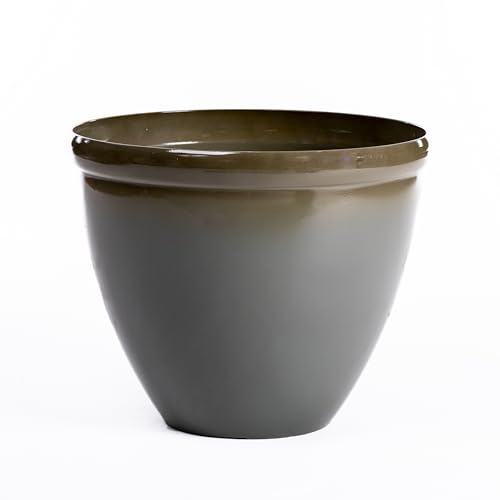 Garden Gear Outdoor Planter Olive Glazed Effect Samaria Plant Pot UV Resistant Weatherproof Frost Proof Recycled Plastic Stone Mix (Large x1)