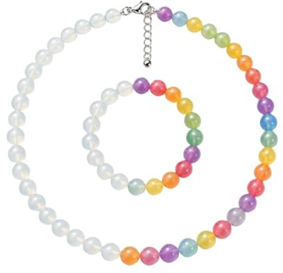 Collier à changement de couleur - Kit de bijoux photochromatiques avec perles en résine arc-en- pour femmes et adolescentes | Collier de perles qui change de couleur réactif au , cadeau de
