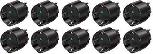 10er Maxi Sparpack Brennenstuhl Reisestecker/-Adapter Schutzkontakt für USA, Japan schwarz, 1508550 | 10, Adapter Japan & USA