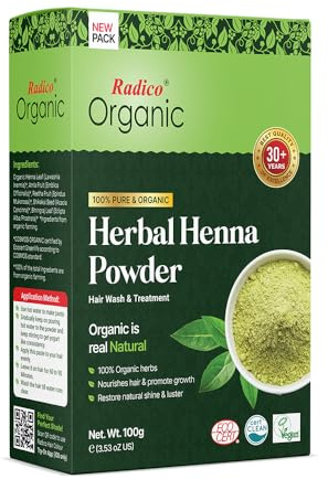 Radico ORGANIC HENNA Rot 100% Natürliche BIO Organic Haarfarbe Ohne Ammoniak. Ammoniak. PPD. PTD. Peroxid. Wasserstoffperoxid etc. mit ECOCERT 100g