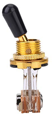 Dilwe 3 Way Toggle Switch for Electric Guitar | Metal Pickup Selector Switch with Black Tip Knob for LP Style Guitar Parts (gold)
