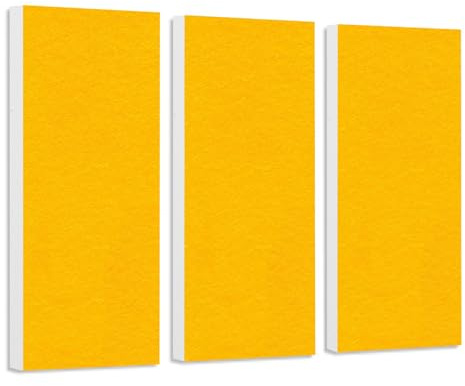 platino24 Schallabsorber COLORE aus Basotec G+ I Akustikpaneele mit Akustikfilz I 3 Wand-Paneele in Sonnengelb I Akustikplatten zur Schalldämmung in Büro, Studio & Wohnung