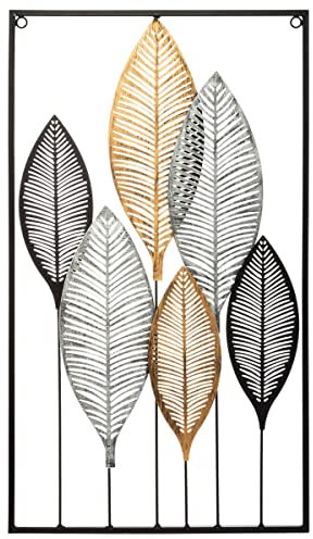 Atmosphera - Wanddekoration Blätter - Metall 37 x 65 cm - Mehrfarbig
