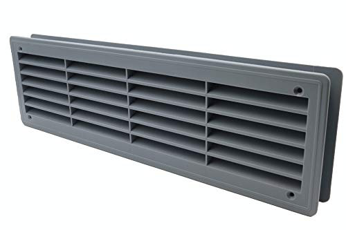 Rejilla de ventilación para puertas – Rejilla de ventilación – Cuarto de baño, gabinete, garaje a través de la cubierta de ventilación – Color: gris - 46 x 13.5 cm (44 x 12 cm)