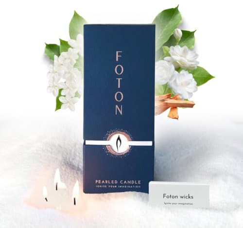 Foton Pearled Candle 18 Oz - Misty Monte Sandalwood Jasmine Scented Non Toxic Luxury Long Lasting Powder Candles up to 120 Hours - Refillable Candle Sand with 30 Wicks for Candle Making