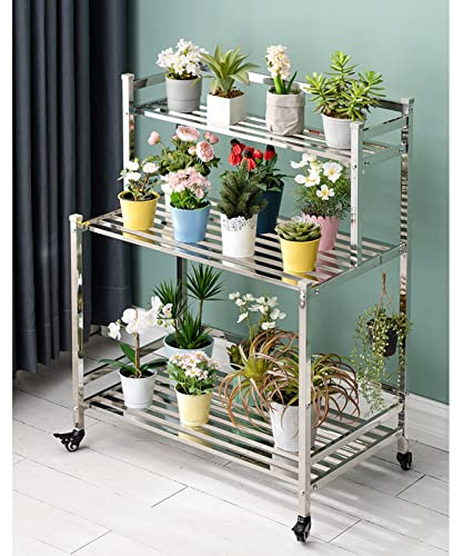 WYFZT Blumentreppe Edelstahl Tiered Pflanzenständer Pflanzentreppe Blumentopfständer Display Pots Halter Pflanzenständer Blumenbank für Indoor Outdoor Garden Terrasse Treuhhouse (Size : 100x48x99cm)