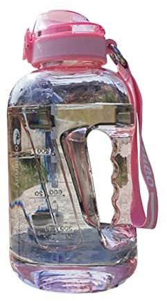 ohfruit Jarra de agua deportiva Jarra de agua Marcador de tiempo ligero duradero Rosa L