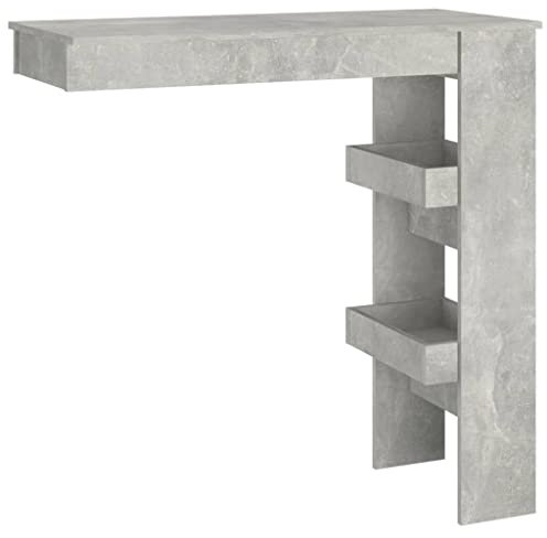 vidaXL Wall Bar Table Modern Functional Design - Engineered Wood Material - Concrete Grey Color - With Ample Storage Compartments - Assembly Required