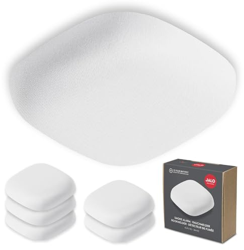 Jalo Kupu 10 rökdetektor - optisk brandlarm för hemmet - 10 år litiumbatteri - skandinavisk design - vit - låda med 6 st