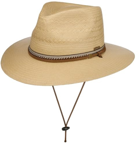 Stetson Ralcott Traveller Toyo Strohhut Naturfarbener Hut Ledergarniturband Klassischer Look Unisex Frühjahr Sommer Natur L (58-59 cm)