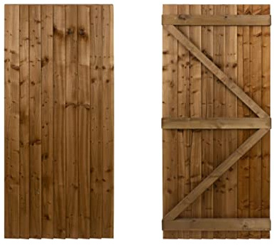 Featheredge Wooden Garden and Side Gates (v1) (H-1800, W-875, Brown Finish)
