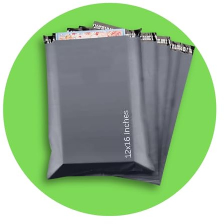 PACKY 50 graue Versandtaschen, stark, 305 x 407 mm, selbstklebende Versandtaschen, 100 % wasserdicht, recycelbar, aus Polyethylen, langlebige Paketversandtaschen