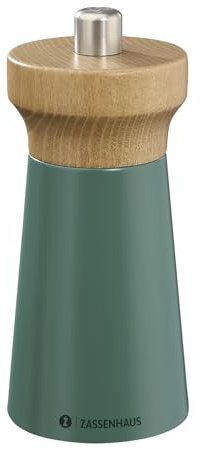 Zassenhaus Macinapepe WESTERLAND deep forest | legno di faggio laccato | testa in legno di faggio | con meccanismo in ceramica ad alte prestazioni regolabile | Macinaspezie | 12 cm, Ø 5,4 cm