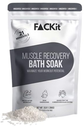 FACKit Recovery Bath Soak: Muskelregenerations-Badesalz - 21 Mineralien, Ätherische Öle & Heilende Salze für rasche Regeneration nach dem Training (Unscented, 1,36kg)