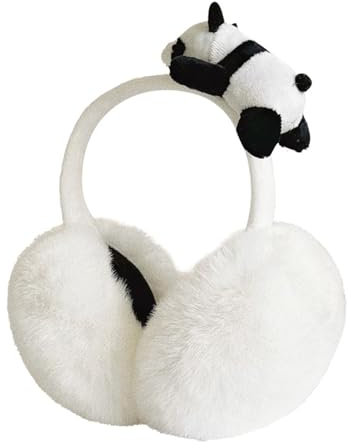 ACAREY Ohrenwärmer Damen Für Winter, Plüsch-Panda-Ohrenschützer Damen Faltbare Ohrwärmer, Earmuffs Ohrenschützer Für Damen, Winter Ohrenwärmer, Weiche & Warme Ohrenschützer Für Weihnachtsdeko (Weiß)
