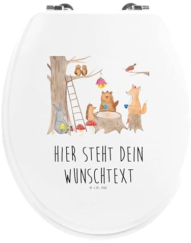 Mr. & Mrs. Panda Personalisierter WC Sitz Motiv Waldtiere Picknick - Personalisierte Geschenke, Lustige Sprüche, mit Namen, Toilettendeckel, Hase, Wald, Klodeckel, Toilettensitz, Fuchs, Klobrille