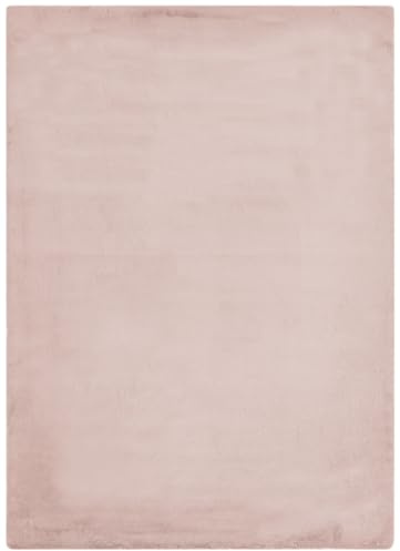 -LUXOR- living Kunstfell Coste Flauschiger Teppich Schlafzimmer - ideal zur Verwendung als Bettvorleger Schlafzimmer - gemütlicher Fellteppich Lammfell Imitat 120 x 170 cm Altrosa