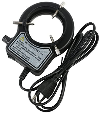 NYMFEA Microscope Accessories Kit 56 LED Adjustable Ring Light Illuminator Lamp Black For Stereo Microscope Camera Microscope Slides