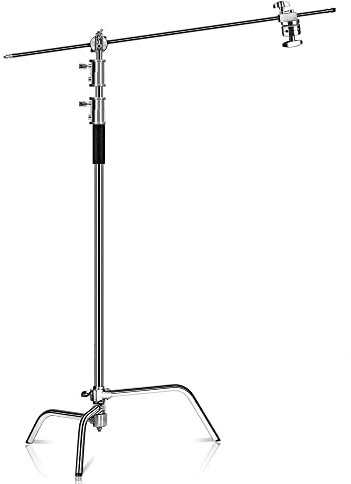 COMETX Professionelle Fotografie Lichtständer Aluminiumlegierung C-Stand Klappfüße 20kg/44lbs Belastbarkeit 330cm/10.8ft Max. Höhe für Fotostudio