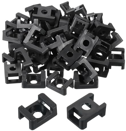 Sourcing Map 250pcs Black Nylon Saddle Cable Tie Mounts, 22.3x15.9x9mm, 0.25 Dia, Organize Electronic Wires, Cables, Machines, TVs, Cars, Offices