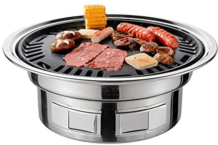 Hyexu 13 Pollici coreano Barbecue Grill Multifunzionale Carbone Barbecue Grill Rotondo Campeggio Grill Piano cottura Tavolo Fumatore Griglia Griglia Netto e Vassoio per Cortile Picnic Spiaggia