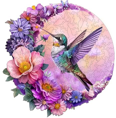 Jigfoxy Puzzle in legno per adulti, colibrì, puzzle in legno, per adulti e bambini, giocattolo educativo unico a forma di animale, per amici della famiglia, L-34 x 32,6 cm, 280 pezzi