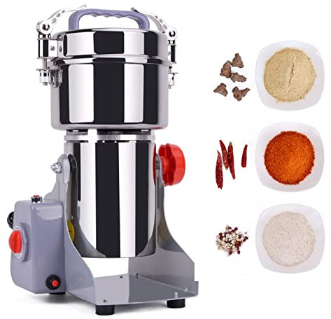 350G Elektrische Getreidemühle Rostfreier Stahl Kräutermühle Mit Timer 0-3Min Swing-Typ Kornmühle Zum Mahlen Von Getreidebohnen Samen Nuss Gewürz Pfeffer 28000 R/Min 1800W