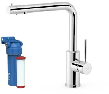 TRES 23045403 COCINA Grifo Monomando Fregadero 2 Vías Doble Función con Filtro Cromo