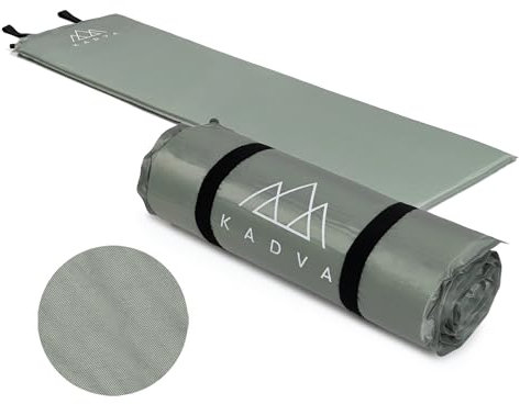 KADVA Selbstaufblasende Matte Aero Bequeme Leichte und Robuste Schlafmatte Ideal fürs Camping und Wandern Außenschicht 100% Polyester Innenschicht 100% Polyurethan 182x52 cm Farbe Silber