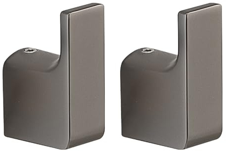 Gedy Pirenei Set mit 2 Kleiderbügeln, Messing, Gun Metall | L 2 x T 3,3 x H 5,3 cm (pro Einheit) | Messing | Wandschrauben + Dübel | Gun Metall | PVD
