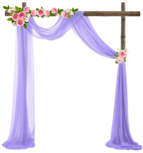 ZJILIXIA Querbehang 70 * 600cm,Hochzeitsbogen Tüll,Hochzeit Querbehang Freihanddeko,Hochzeitsbogen Vorhang Deko,Weiches Polyestergewebe Hochzeit Vorhang,Für Party, Fotografie,Hochzeit (Lila)