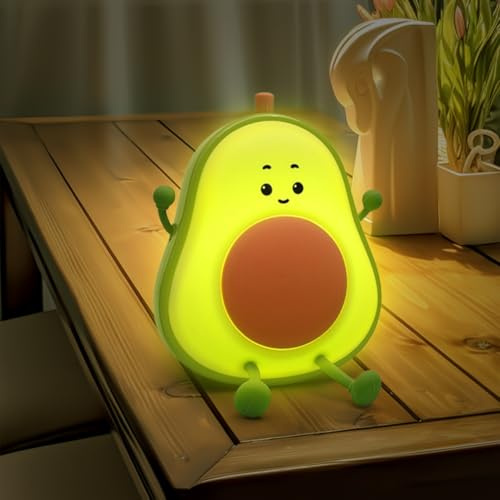 Zinueen Nachtlicht Avocado, Birnenförmiges Nachtlicht Kinder - Silikon Stilllicht mit Farbwechsel, Dimmbar Touch für Kinderzimmer als Schlaflicht oder Deko Geburtstagsgeschenk (Grün)