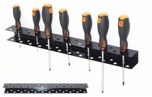 32cm Magnetic Wall Mount Screwdriver Organizer - Heavy Duty 23-Slot Tool Holder With Screws for Garage Storage, Tool Kit Strip
