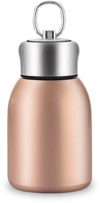 Boziee 280ML petite bouteille thermos en acier inoxydable, sans BPA, bouteille sous vide portable pour boissons chaudes et froides, or rose