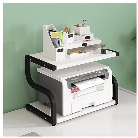 GOOPEEG Regal für Drucker 2-stufiger Kleiner Druckerständer, Desktop-Druckerständer-Organizer Für Faxgerät, Scanner, Dateien, Druckertisch Druckerhalter(H,50 * 32 * 37cm)