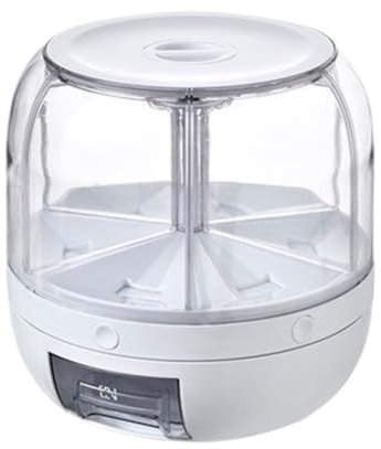 KUANGGE Grain ContainerCereal Dispenser Cereal Storage Containers Rotating Grain Storage Container Dispenser Rice Dispenser Food Dispenser One-Click Output 6L Capacity Food Dispenser