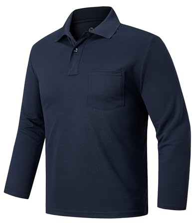 Outdoor Ventures Herren Poloshirt Langarm schnelltrocknend Polohemd | UPF50+, Leicht, Brusttasche, 2-Knopfleiste, Atmungsaktiv, 4-Wege-Stretch, Feuchtigkeitsableitend, für Outdoor Golf