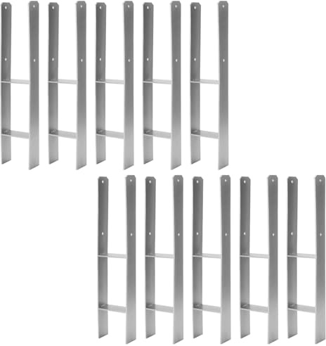 Peviasot 10 x H-stolpankare 91 mm – H-stolphållare för staket- och trästolpar, robust H-ankare för trädgårdsstaket, carport, paviljong och träbyggprojekt (91 x 600 mm)