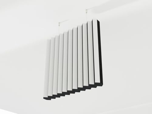 2er-Pack – Abgehängtes Akustik-Deckenpaneele mit Befestigungsset | Absorption – Diffusion – Reflexion – Schallabsorption | Akustik-Deckenwolke | Farbe: [BUFLER | Weiß]
