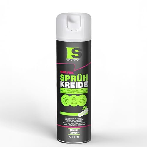Spraytive 1 x 500ml Sprühkreide neon-pink - Abwaschbare leuchtende Kreidefarbe, Outdoor Kreidespray, Bodenmarkierung, Temporäres Markierungsspray, Farbspray für Asphalt, Gras, Beton