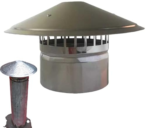 Chimney Cowl 2.5 Inch Inner Dia Stainless Steel Round Rain Protection Stove Pipe Topper for Exterior Fireplace Flue