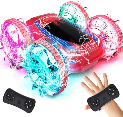 Tecnock 2026 Amphibious Remote Control Car Boat, 4WD Gesture RC Cars with Magnetic Charging, 60 Min Playtime, LED Lights, Pool Toys for Kids Ages 6-12, Gift Toys for Boys Girls