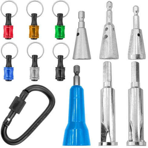 Wire Twister Tool for Drill - 6-in-1 Keychain Adapter with 12027A/B Bits, Hemp Twister & Wire Winder | Heavy-Duty Steel | Electricians & DIYers | for Electrical Repairs, Automotive Wiring