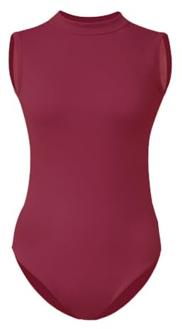 ROYAL SMEELA Body Ballerina Danza Klassisk Ärmlös Hög Krage Senzas Ryggstöd Vuxen, Röd, XL